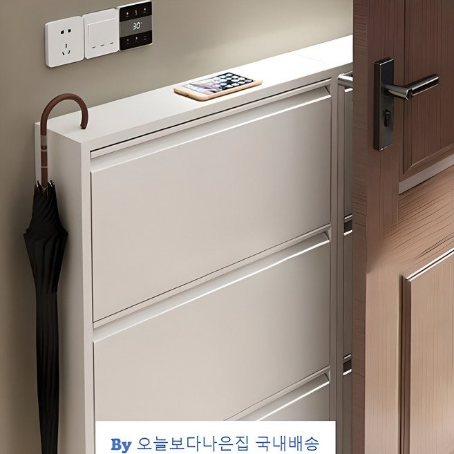 초슬림 신발장 3단 4단 원룸 좁은현관용 폴딩신발장 얇은신발장 좁은신발장 틈새신발장, 화이트