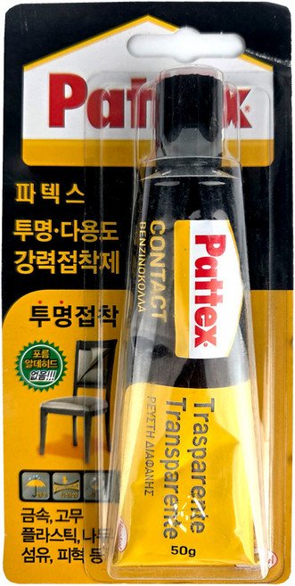 pattex 파텍스 투명 다용도 강력 접착제 50g 고무 가죽 금속 섬유 플라스틱 나무 철 타일 본드, 3개