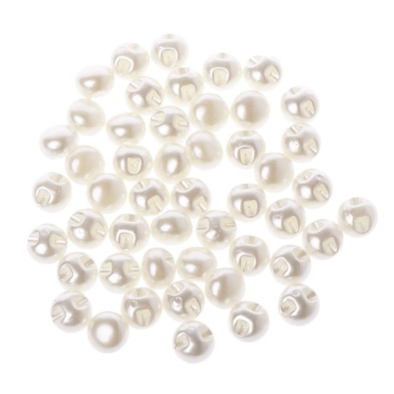 바느질 진주 단추 50pcs 플라스틱 라운드 버튼 세트 홈 중심 결혼식, 10mm, 50개할인 상세 이미지 1