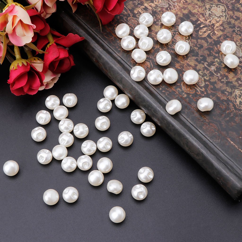 바느질 진주 단추 50pcs 플라스틱 라운드 버튼 세트 홈 중심 결혼식, 10mm, 50개할인 상세 이미지 2