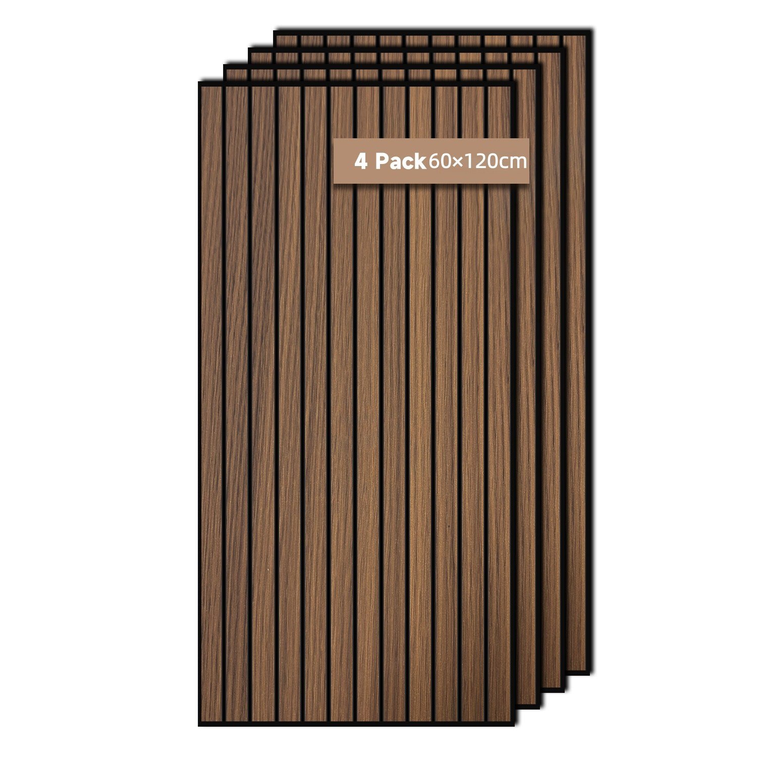 흡음보드 120cm x 60cm x 0.9cm 음향 패널 가정 사무실 스튜디오용 실내 벽 장식용 모던 견고하고 내구성 무게가 가볍다, 4개, brown-Walnut 상세 이미지 1