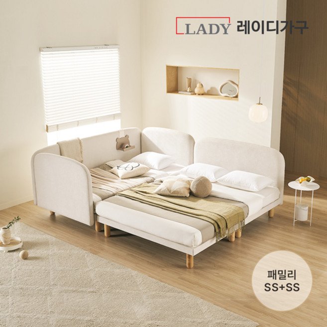 레이디가구 푸딩 기능성 패브릭 패밀리침대 SS + SS_딴딴이 16, 바닐라베이지할인