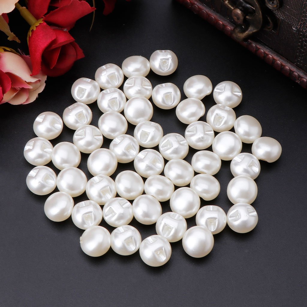 바느질 진주 단추 50pcs 플라스틱 라운드 버튼 세트 홈 중심 결혼식, 10mm, 50개할인 상세 이미지 2