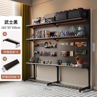 철제구멍선반 타공보드 스탠드 진열대 타공판 걸이 구멍, 1개, 무사 블랙 182x35x190 6층