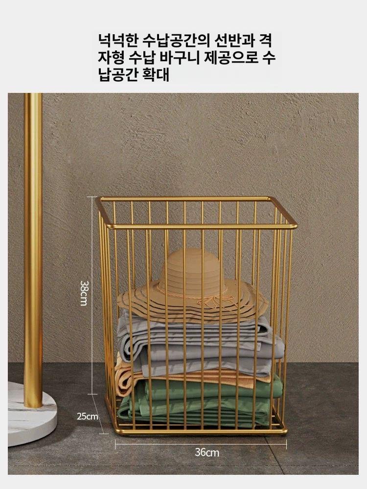 라운드 행거 인테리어 진열대 코너형 선반 대리석 옷가게, 85cm + 화이트 대리석 수납 바구니 B 상세 이미지 2