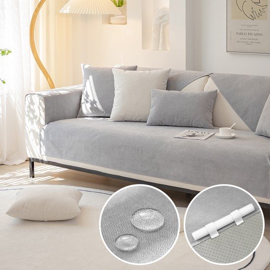 워터프루프 와이드 방수 넓은 소파패드 소파커버 쇼파매트 고정형 5size 4colors, 90x90cm 팔걸이/등받이, 아이보리 상세 이미지 1