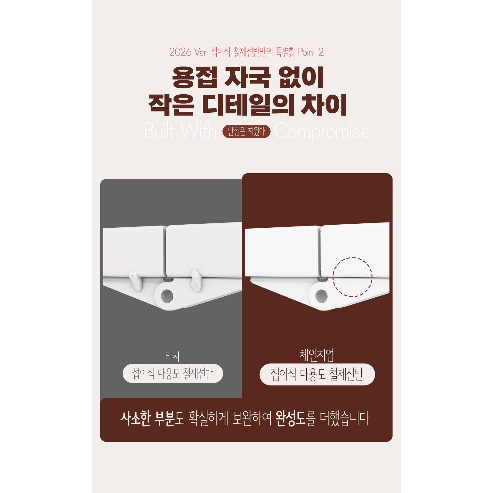 체인지업 폴딩 철제선반 2026 NEW 최신형 접이식 다용도 이동식 철제 주방 베란다 정리 수납장, 4단, 백색할인 상세 이미지 2