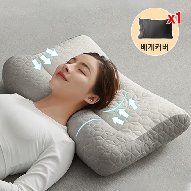 KORELAN 베개 목편한 경추 배게 무료 베갯잇, 그레이, 1개할인