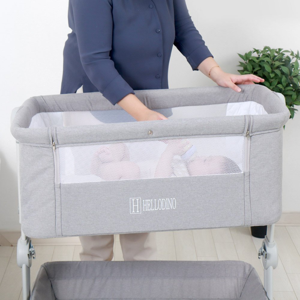 헬로디노 아기침대 프리미엄 Ver 이동식 신생아 접이식 애기 침대, 그레이 상세 이미지 2