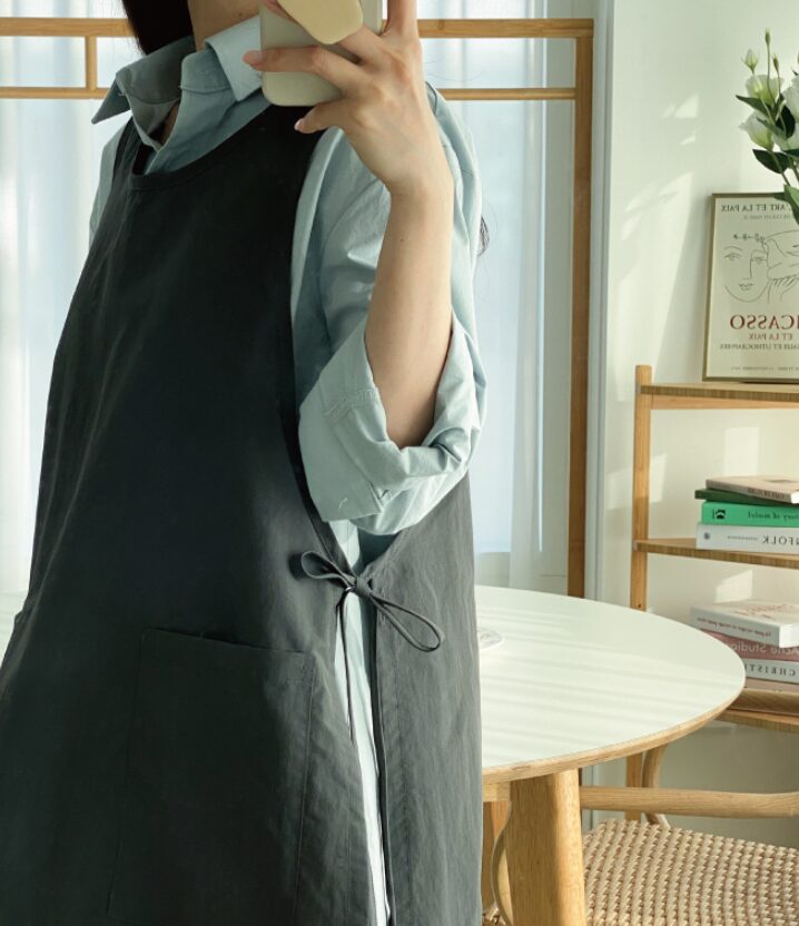 한스데이 국내 제조 방수 롱트임 앞치마, 차콜, 1개 상세 이미지 1