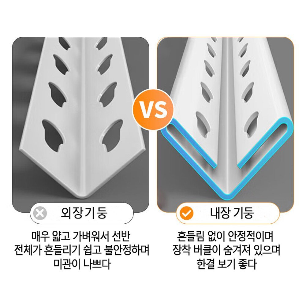 Kleeno 견고한 조립식 철제선반 무볼트 선반 앵글 경량랙, 3단, 흰색할인 상세 이미지 2