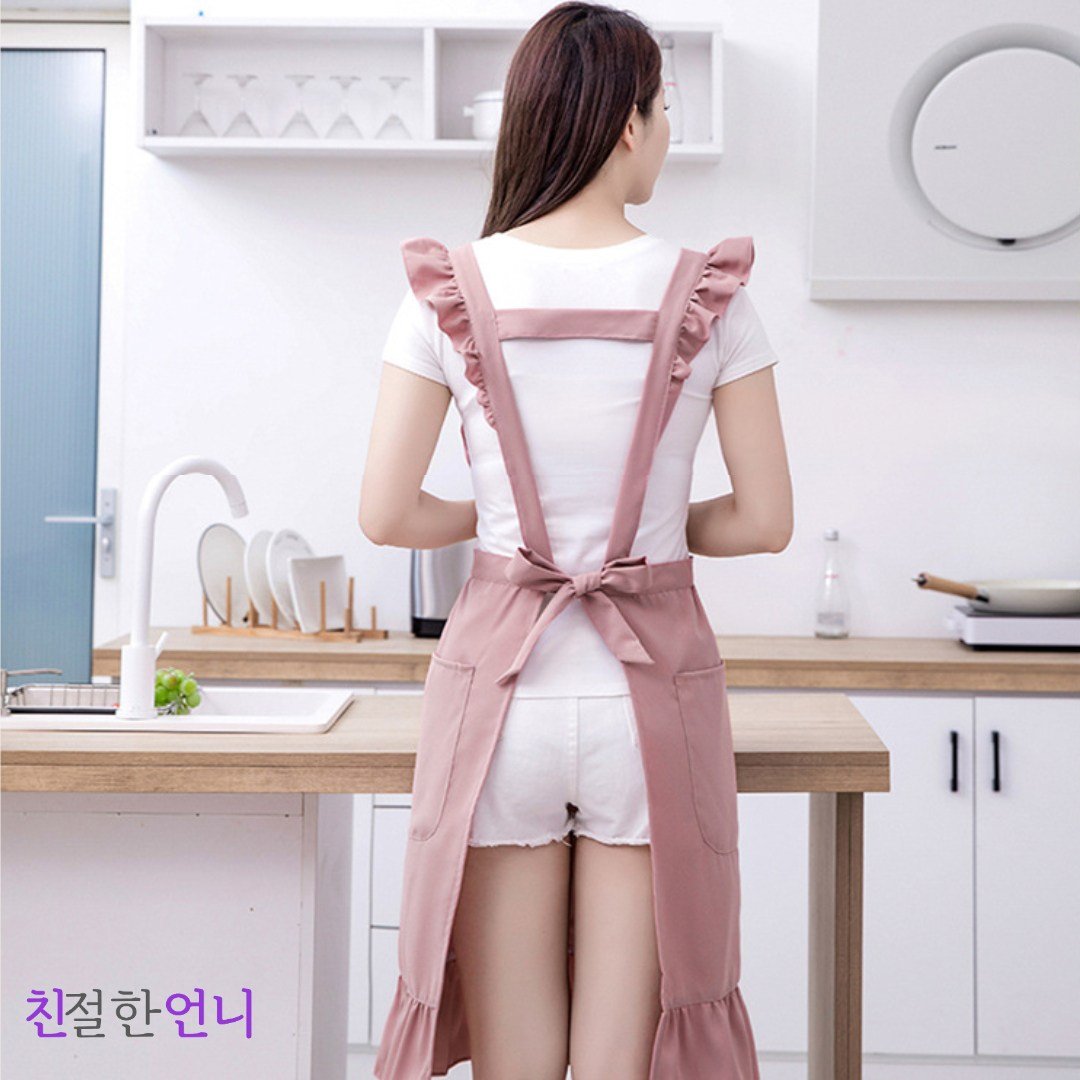 친절한언니 예쁜 레이스 방수 앞치마 러블리 원피스, 1개, 러블리 핑크할인 상세 이미지 2